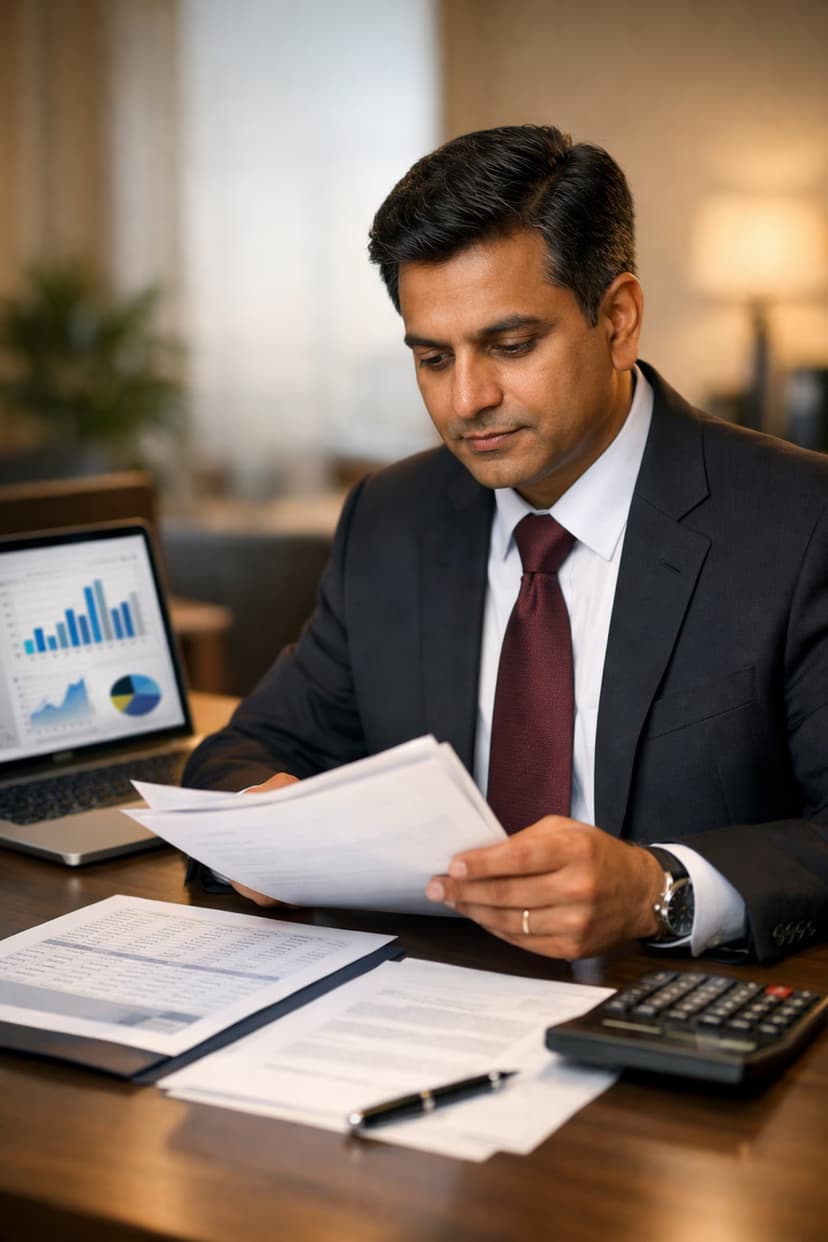 MSME credit assessment — Indian banker reviewing small business loan application